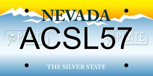 ACSL57 Nevada License Plate