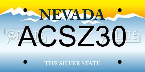 ACSZ30 Nevada License Plate