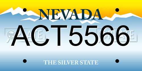ACT5566 Nevada License Plate