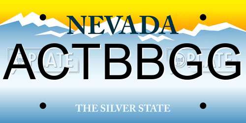 ACTBBGG Nevada License Plate