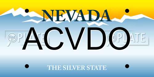 ACVDO Nevada License Plate