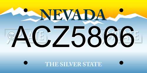 ACZ5866 Nevada License Plate