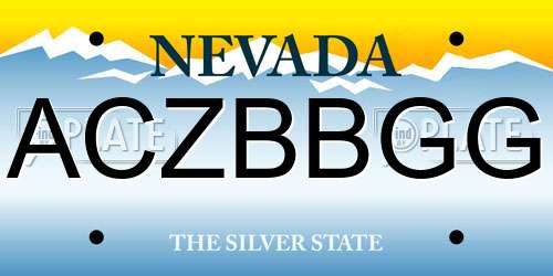 ACZBBGG Nevada License Plate