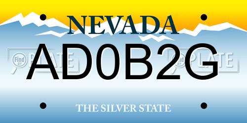 AD0B2G Nevada License Plate