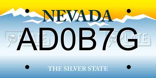 AD0B7G Nevada License Plate
