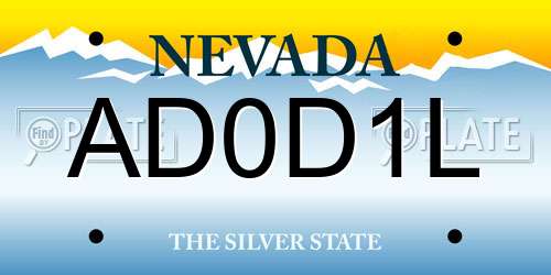 AD0D1L Nevada License Plate