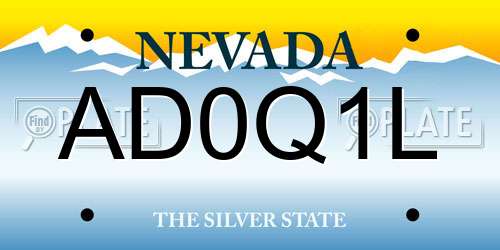 AD0Q1L Nevada License Plate