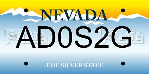 AD0S2G Nevada License Plate