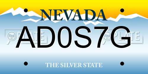 AD0S7G Nevada License Plate
