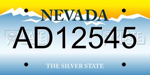 AD12545 Nevada License Plate