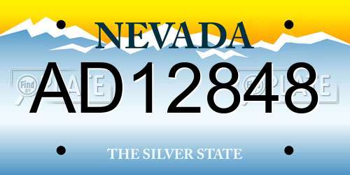 AD12848 Nevada License Plate