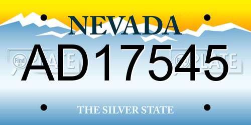 AD17545 Nevada License Plate