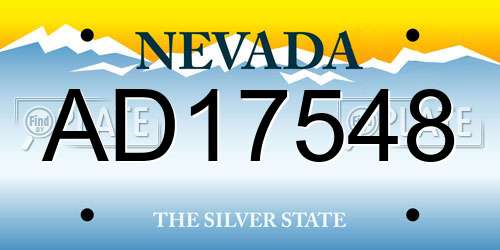 AD17548 Nevada License Plate