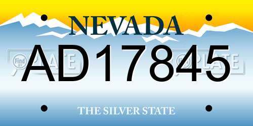 AD17845 Nevada License Plate