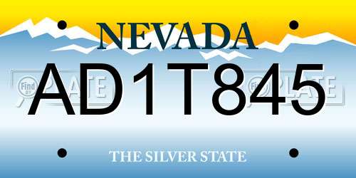 AD1T845 Nevada License Plate