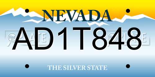 AD1T848 Nevada License Plate