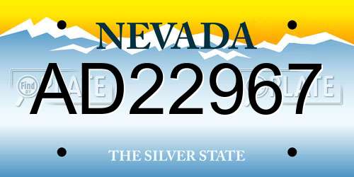AD22967 Nevada License Plate