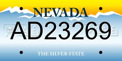 AD23269 Nevada License Plate