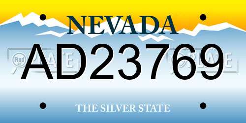 AD23769 Nevada License Plate