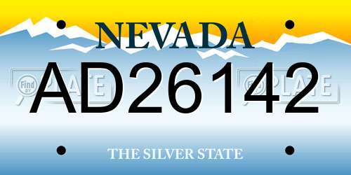 AD26142 Nevada License Plate