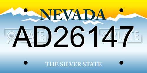 AD26147 Nevada License Plate