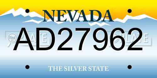 AD27962 Nevada License Plate