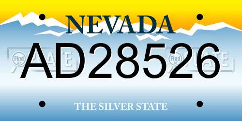 AD28526 Nevada License Plate