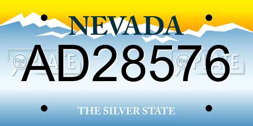 AD28576 Nevada License Plate