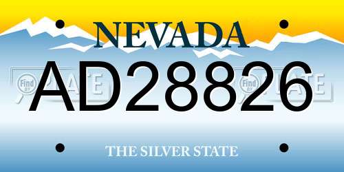 AD28826 Nevada License Plate