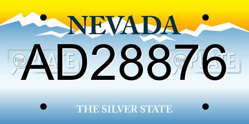 AD28876 Nevada License Plate