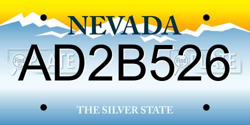 AD2B526 Nevada License Plate