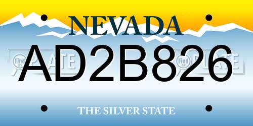 AD2B826 Nevada License Plate