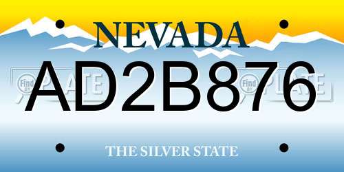 AD2B876 Nevada License Plate
