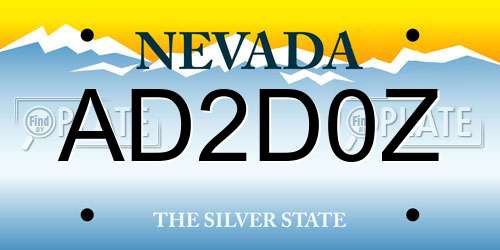 AD2D0Z Nevada License Plate