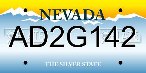 AD2G142 Nevada License Plate