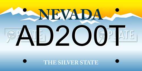 AD2O0T Nevada License Plate