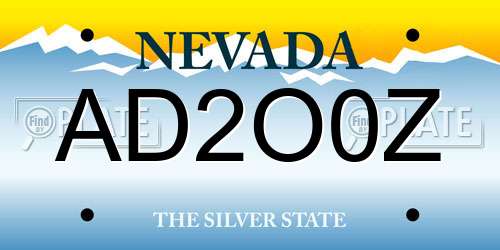 AD2O0Z Nevada License Plate