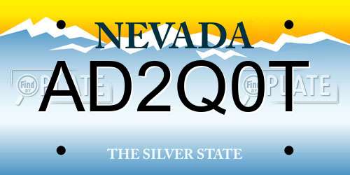 AD2Q0T Nevada License Plate