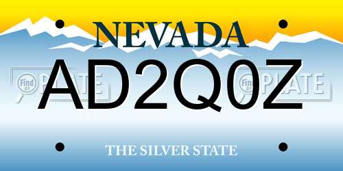 AD2Q0Z Nevada License Plate