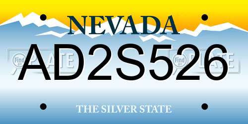 AD2S526 Nevada License Plate