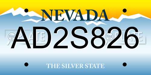 AD2S826 Nevada License Plate