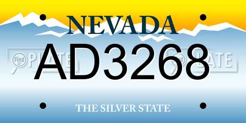 AD3268 Nevada License Plate