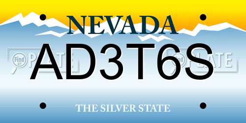 AD3T6S Nevada License Plate