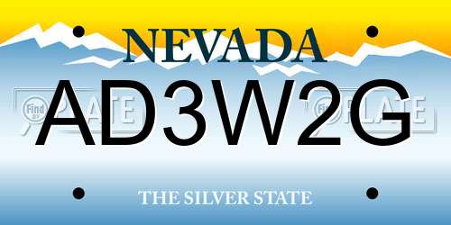 AD3W2G Nevada License Plate