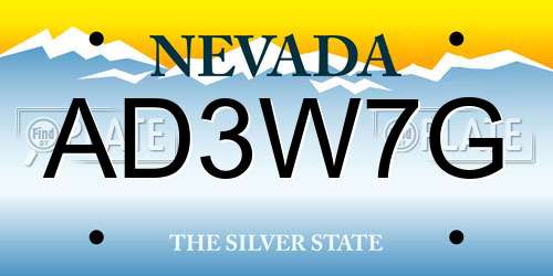 AD3W7G Nevada License Plate