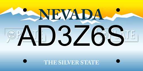 AD3Z6S Nevada License Plate