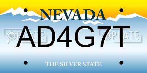 AD4G7T Nevada License Plate