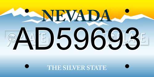 AD59693 Nevada License Plate