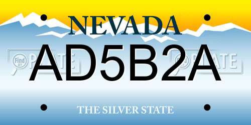 AD5B2A Nevada License Plate