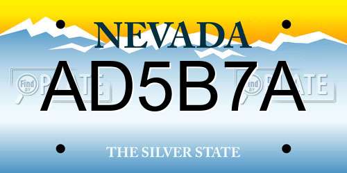AD5B7A Nevada License Plate